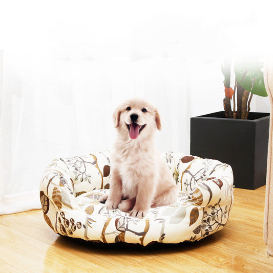KFX-6639677 All-Seasons Dog Kennel Mat for Small to Large Breeds with Comfortable Backrest