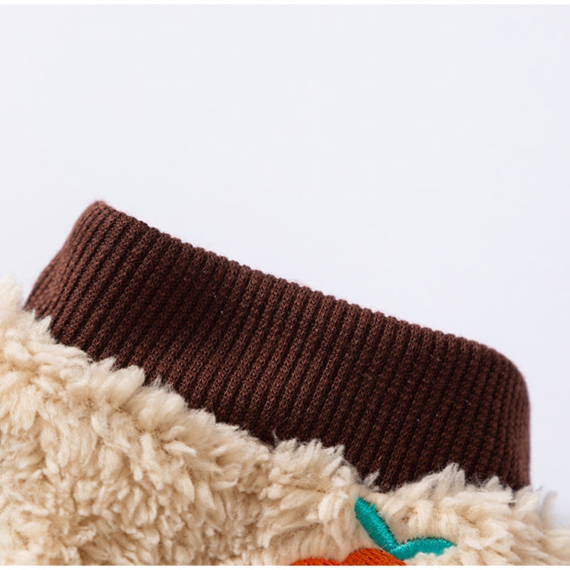 KFX-6640189 Fruit Embroidered Fuzzy Pet Onesie for Small Dogs and Cats in Beige and Gray