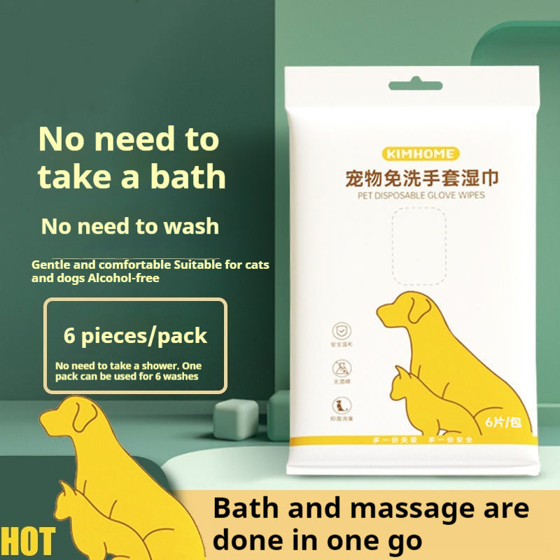 KFX-6641085 Disposable Pet Wet Wipes and Gloves Set for Dogs and Cats – 6 Pack