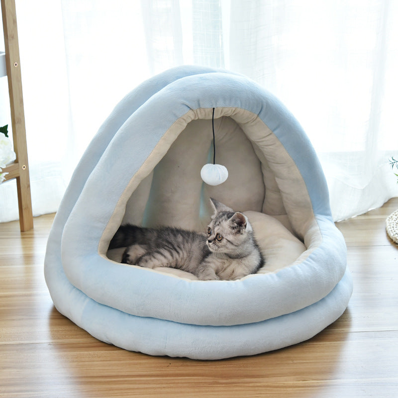 KFX-6641469 Cozy Cat House for All Seasons - Enclosed Yurt Design in Multiple Sizes