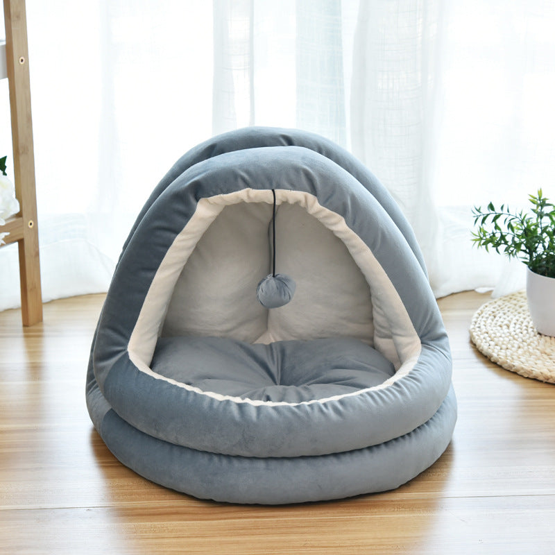 KFX-6641469 Cozy Cat House for All Seasons - Enclosed Yurt Design in Multiple Sizes