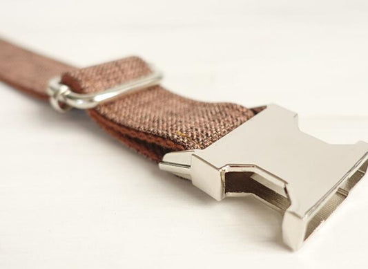 KFX-6643389 Brown Plaid Adjustable Dog Ring - Durable Polyester Material