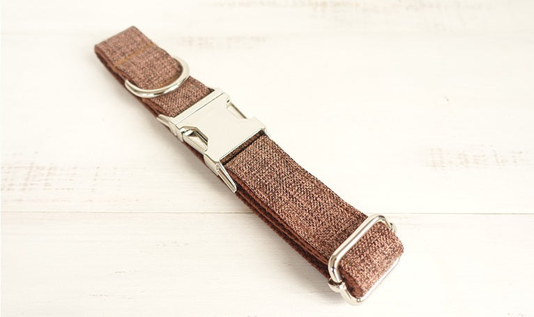 KFX-6643389 Brown Plaid Adjustable Dog Ring - Durable Polyester Material