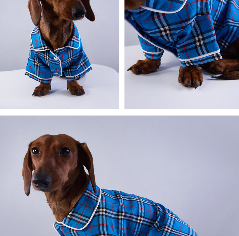 KFX-6645949 Casual British-Style Plaid Pajamas for Pets - Comfortable Everyday Wear for Dogs and Cats
