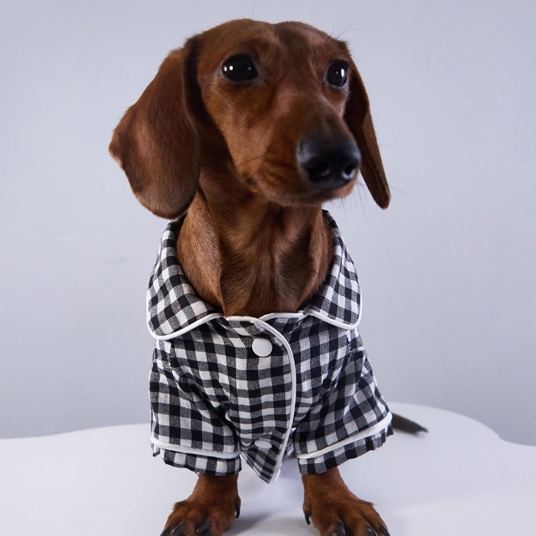 KFX-6645949 Casual British-Style Plaid Pajamas for Pets - Comfortable Everyday Wear for Dogs and Cats