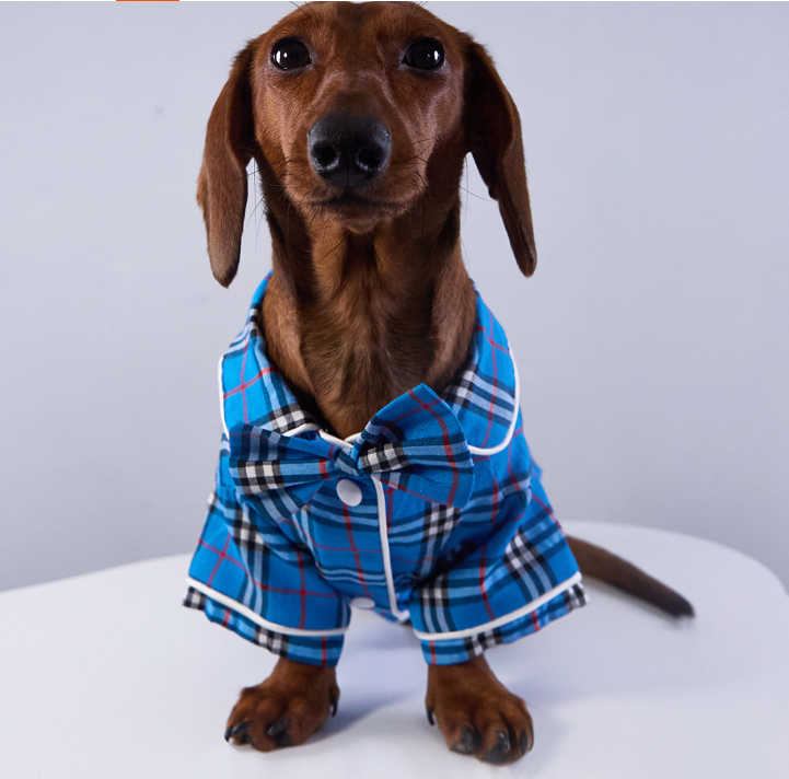KFX-6645949 Casual British-Style Plaid Pajamas for Pets - Comfortable Everyday Wear for Dogs and Cats