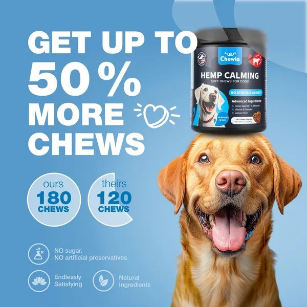 KFX-6647229 Calming Chews for Dogs with Hemp Seed Oil, Chamomile, and Valerian Root for Anxiety Relief
