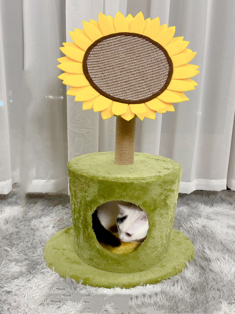 KFX-6647357 Large Cat Scratching Board and Nest - Natural Sisal with Plush, Felt, and Composite Materials