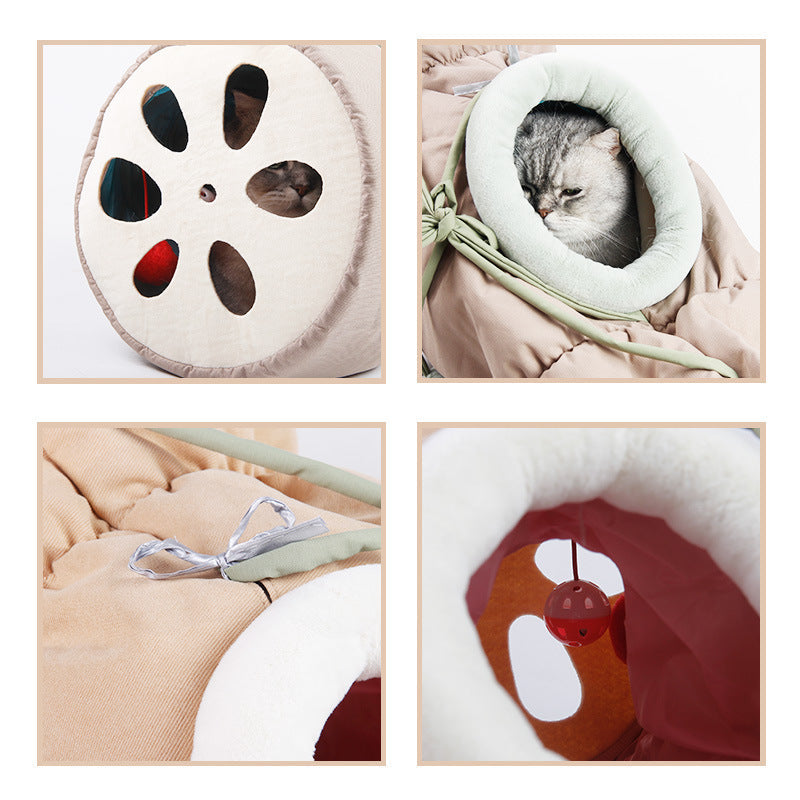 KFX-6648765 Folding Semi-Enclosed Cat Litter Hammock - Durable Cloth Pet Nest with Two Color Options