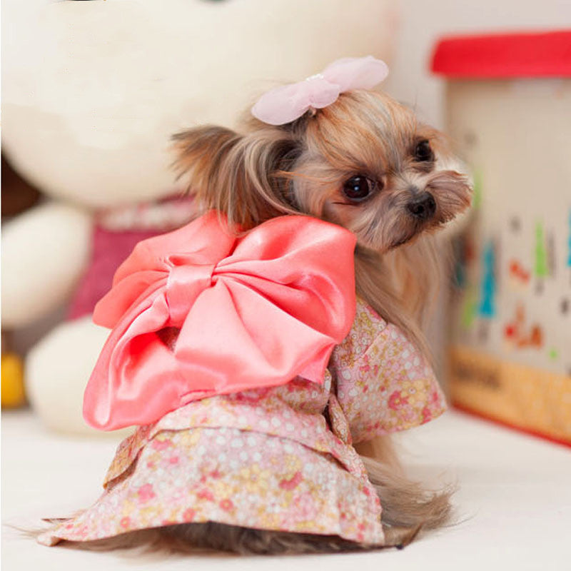 KFX-6649533 Cherry Pink and Charm Black Japanese Kimono Style Pet Clothes for Cats and Dogs