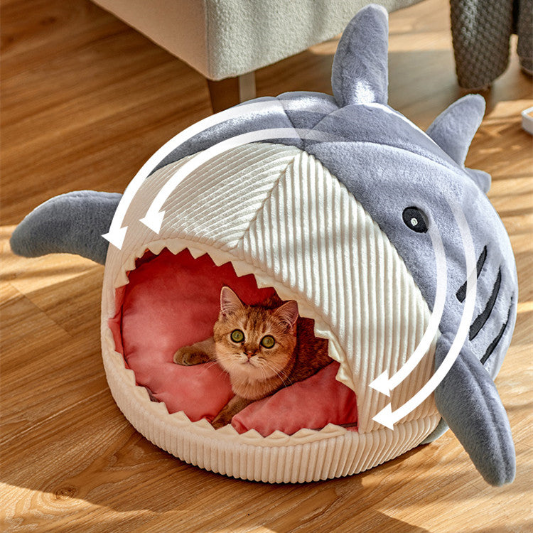 KFX-6651197 Universal Summer Shelter for Pets - Flannel & Rabbit Velvet Bed House in Light Blue or Gray, Multiple Sizes Available