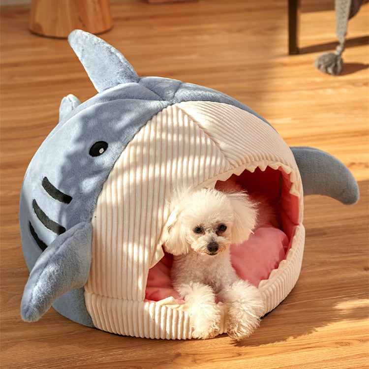 KFX-6651197 Universal Summer Shelter for Pets - Flannel & Rabbit Velvet Bed House in Light Blue or Gray, Multiple Sizes Available