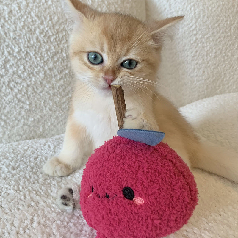 KFX-6651965 Plush Onion Red Cat Bite Molar Rod Toy for Dental Chewing and Play