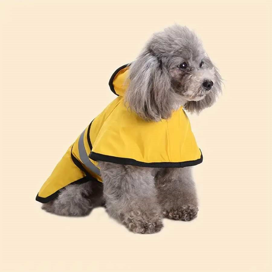 KFX-6652733 Reflective Raincoat Poncho for Big Dogs - Yellow and Blue, Sizes XS to XXXXL