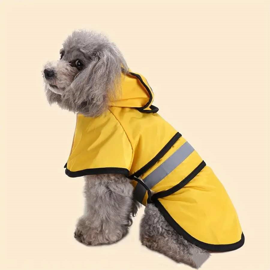 KFX-6652733 Reflective Raincoat Poncho for Big Dogs - Yellow and Blue, Sizes XS to XXXXL
