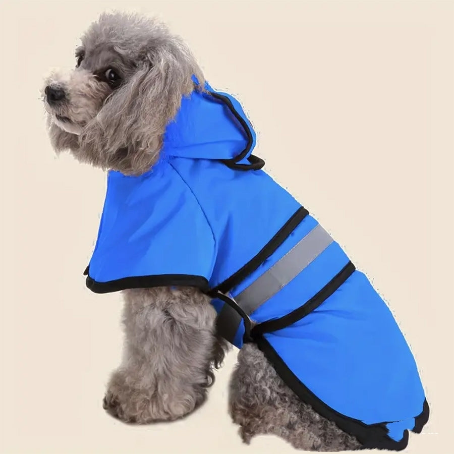 KFX-6652733 Reflective Raincoat Poncho for Big Dogs - Yellow and Blue, Sizes XS to XXXXL