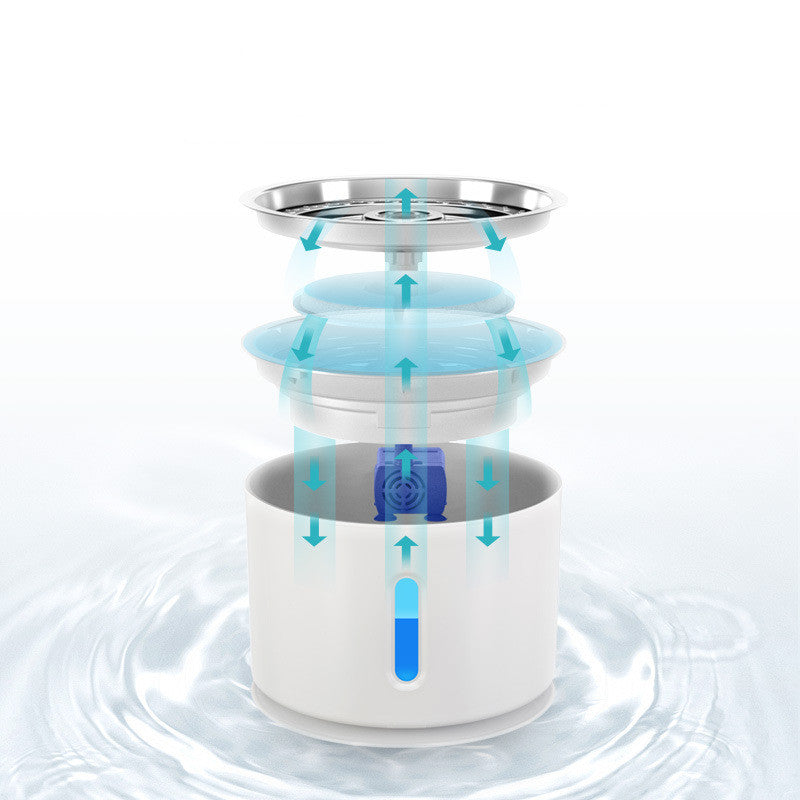 KFX-6652989 Stainless Steel 2.4L Pet Water Dispenser for Cats and Dogs with USB Charging