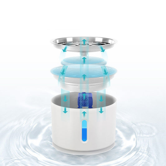 KFX-6652989 Stainless Steel 2.4L Pet Water Dispenser for Cats and Dogs with USB Charging