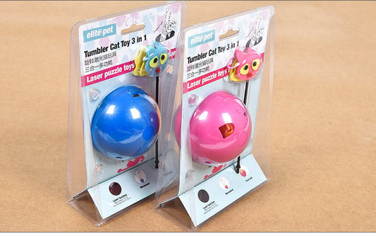KFX-6653117 Electric Tumbler Ball Cat Toy with Laser Light and Treat Storage