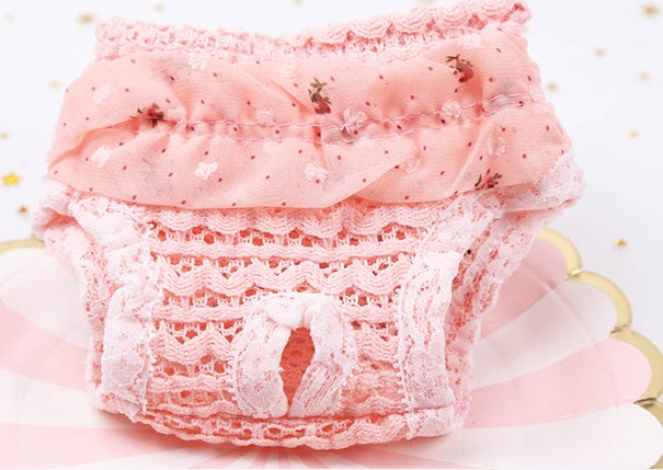KFX-6653501 Denim Chiffon Physiological Pants for Small and Medium Female Dogs - Pink