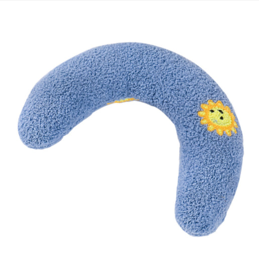 KFX-6653757 U-Shaped Cat Pillow for Cervical Support - Soft Polyester & PP Cotton, 24x20x7cm - Available in White, Pink, Blue, Yellow