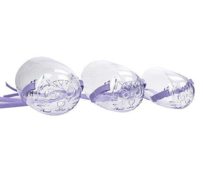 KFX-6654909 Purple Cat Eye Mask with Anti-Bite Cover - Set of 3 Sizes S/M/L for Bathing and Injection