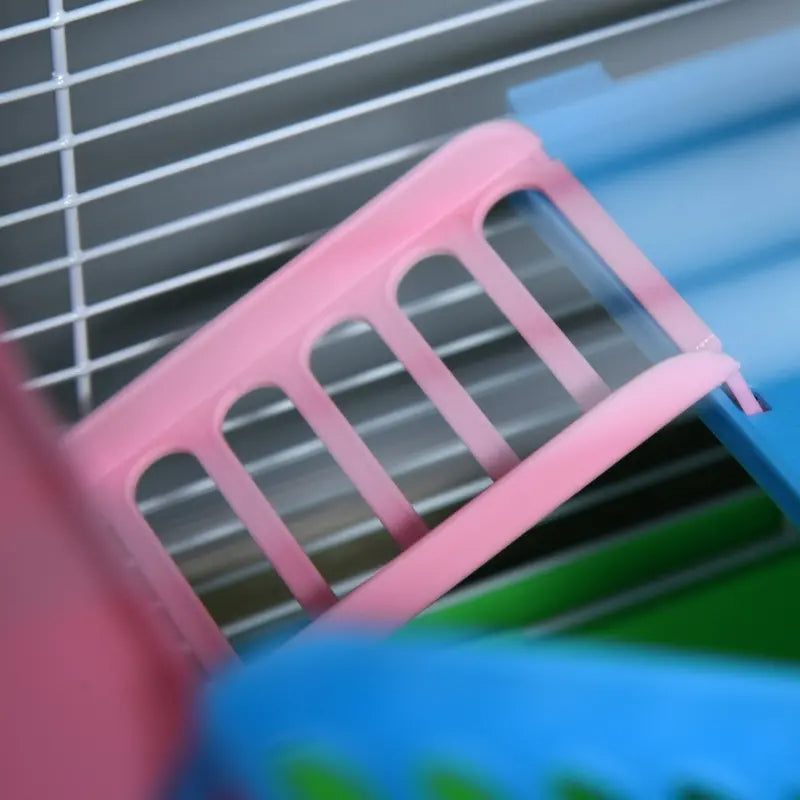 KFX-6656573 5-Tier Hamster Cage with Exercise Wheel, Tunnels, and Portable Design