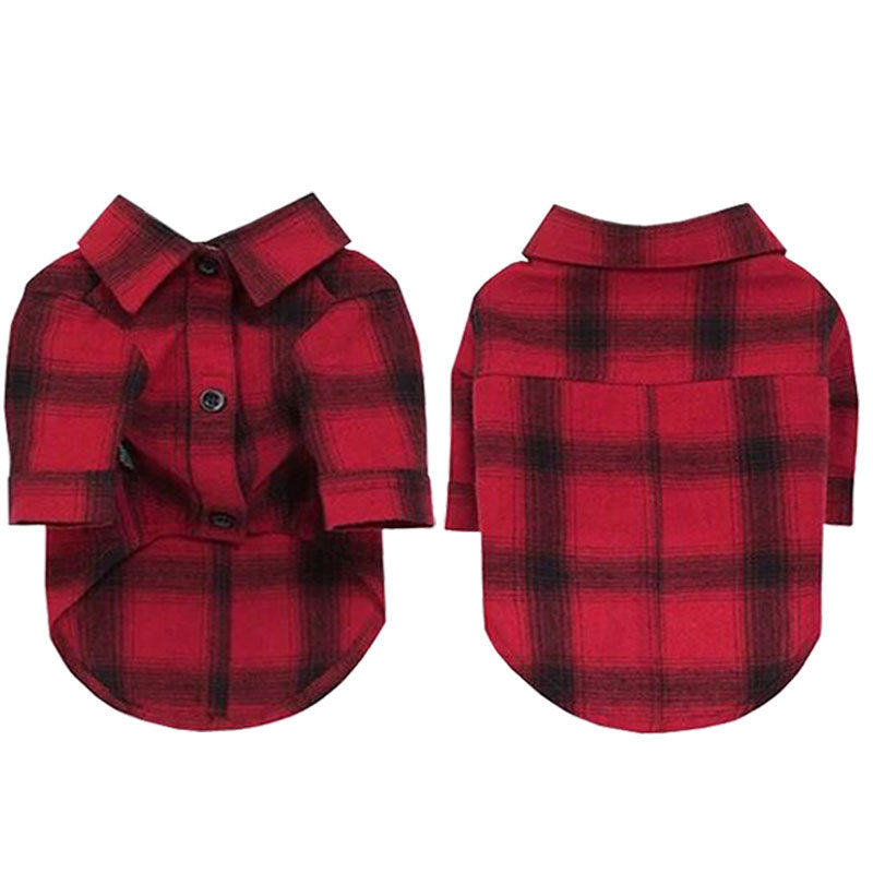 KFX-6657085 Stylish Cotton Pet Dog Shirt with Lattice Design - Fashionable and Simple Dog Apparel