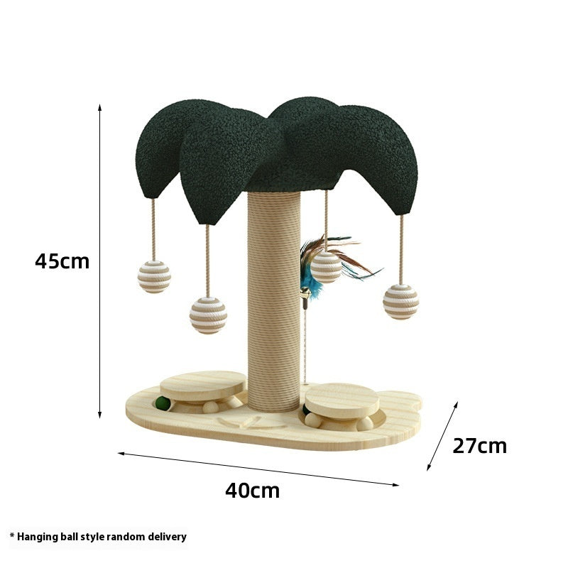 KFX-6657725 Solid Wood Cat Scratching Post with Sisal and Turntable Design for Climbing and Play