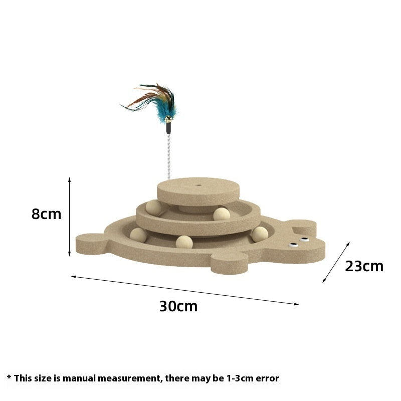 KFX-6657725 Solid Wood Cat Scratching Post with Sisal and Turntable Design for Climbing and Play