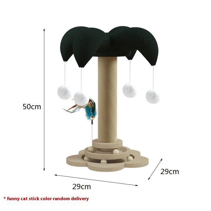 KFX-6657725 Solid Wood Cat Scratching Post with Sisal and Turntable Design for Climbing and Play