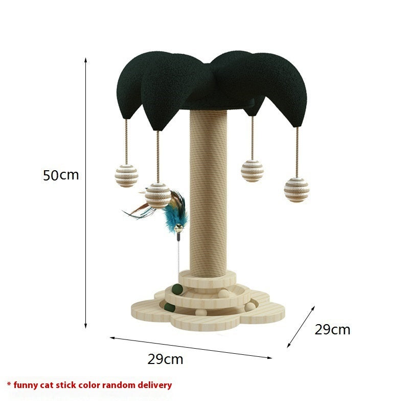 KFX-6657725 Solid Wood Cat Scratching Post with Sisal and Turntable Design for Climbing and Play