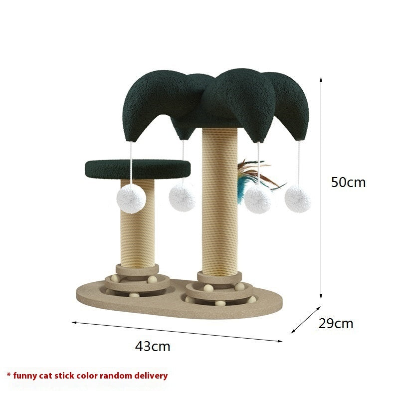 KFX-6657725 Solid Wood Cat Scratching Post with Sisal and Turntable Design for Climbing and Play