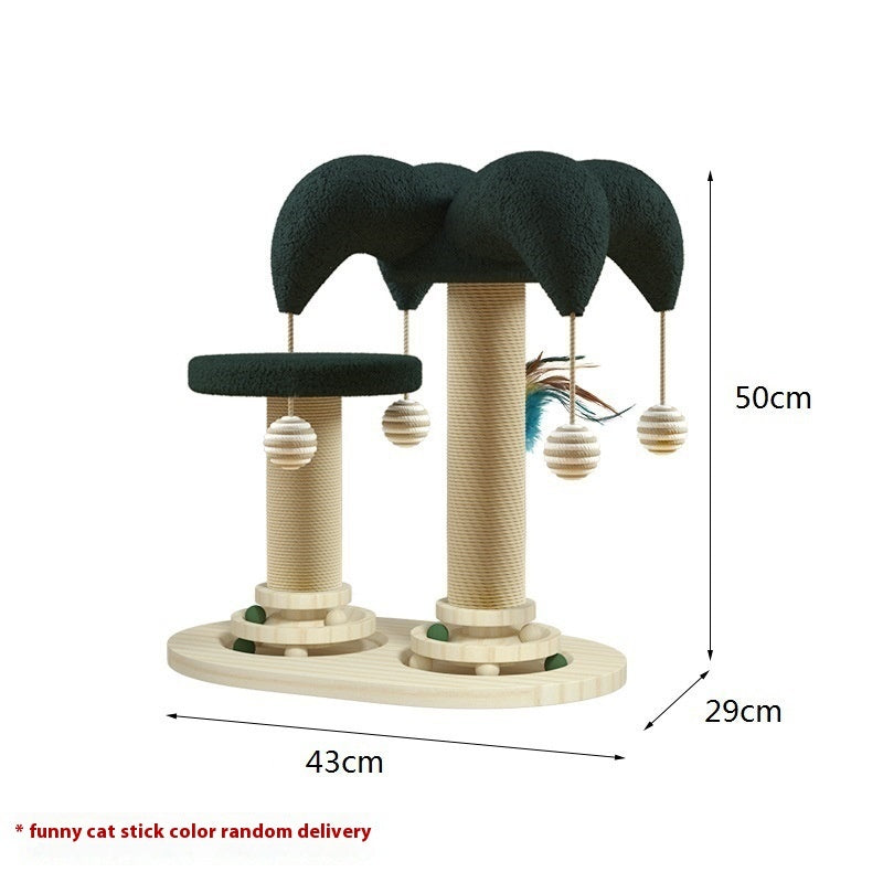 KFX-6657725 Solid Wood Cat Scratching Post with Sisal and Turntable Design for Climbing and Play