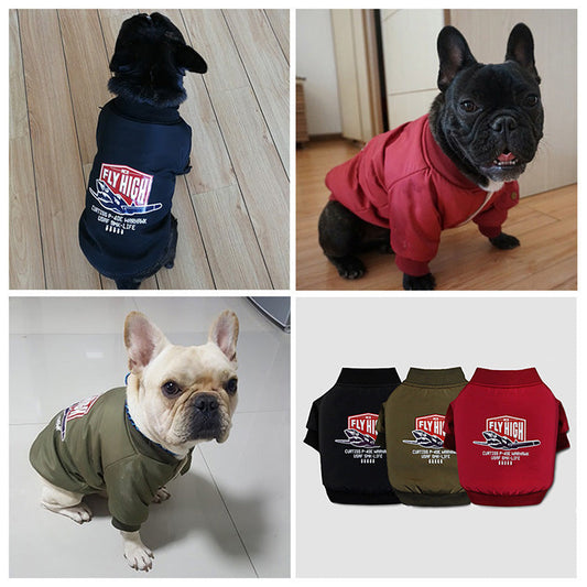 KFX-6657981 Cotton Plus Fleece Pet Sweater in Black, Red, Army Green - Casual Style with Size Options