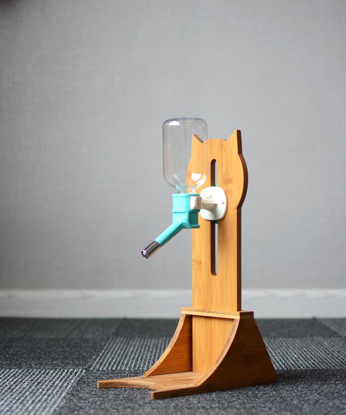 KFX-6658749 Pet Water Fountain with Bamboo and Oak Holder - 300ml Capacity, Available in 3 Colors