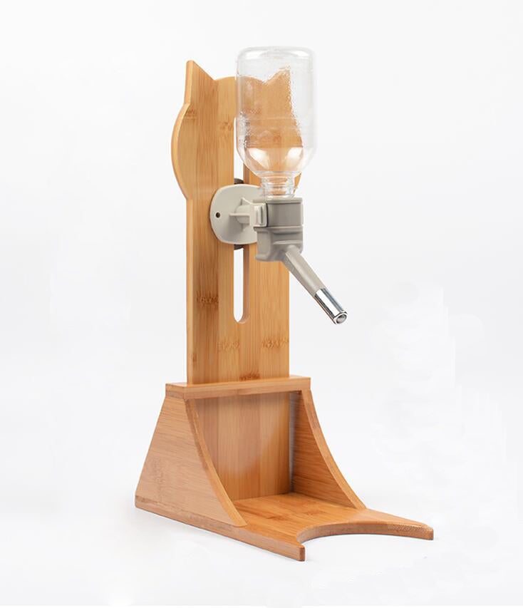 KFX-6658749 Pet Water Fountain with Bamboo and Oak Holder - 300ml Capacity, Available in 3 Colors