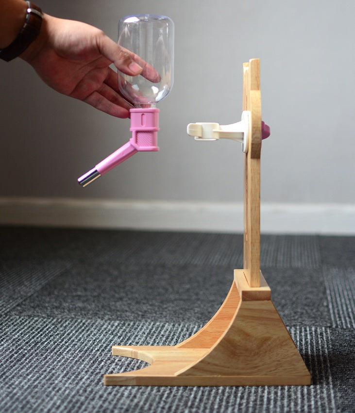 KFX-6658749 Pet Water Fountain with Bamboo and Oak Holder - 300ml Capacity, Available in 3 Colors