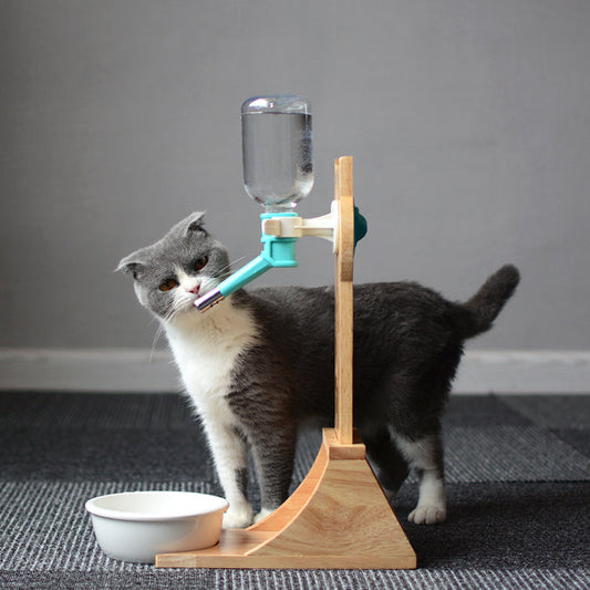 KFX-6658749 Pet Water Fountain with Bamboo and Oak Holder - 300ml Capacity, Available in 3 Colors