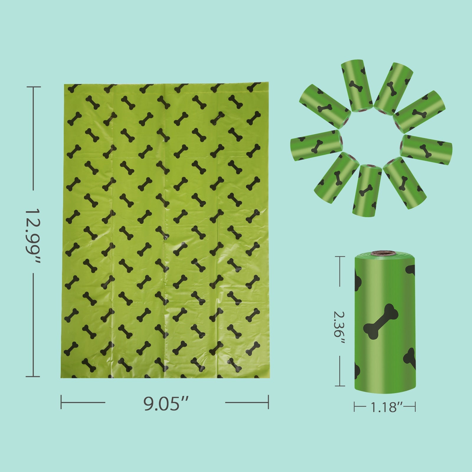 KFX-6659133 Eco-Friendly Pet Waste Garbage Bags - Thick, Fragrant, Multiple Roll Options