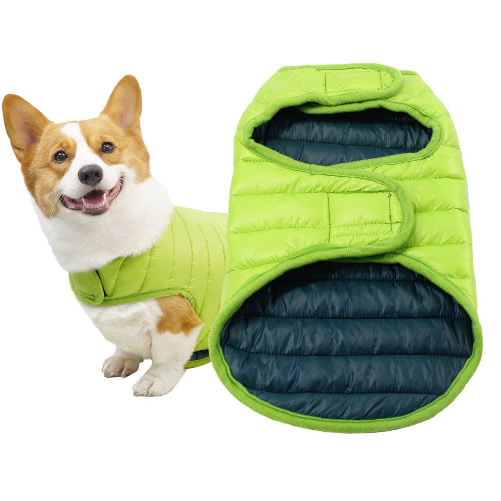 KFX-6659261 Pet Winter Clothes for Small and Medium Dogs in Reddish Gray and Dark Green, Multiple Sizes Available