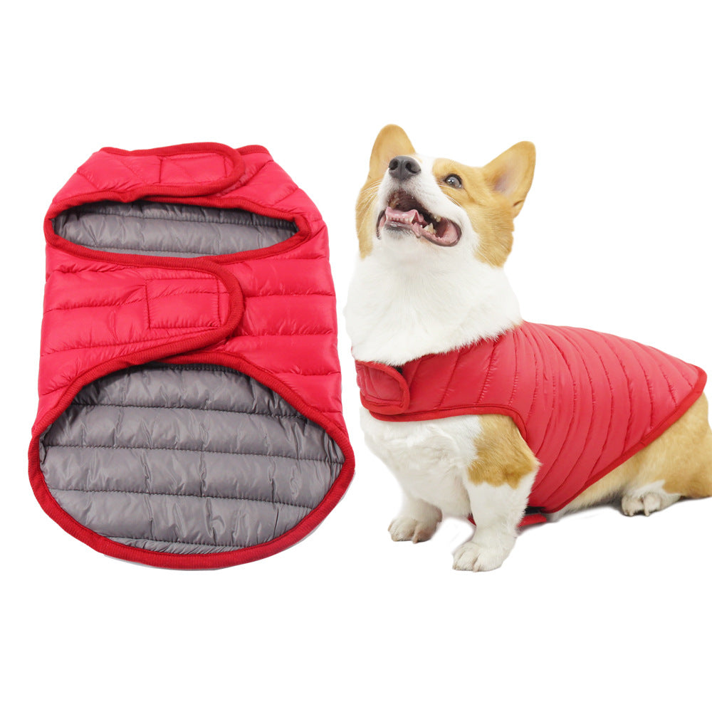 KFX-6659261 Pet Winter Clothes for Small and Medium Dogs in Reddish Gray and Dark Green, Multiple Sizes Available