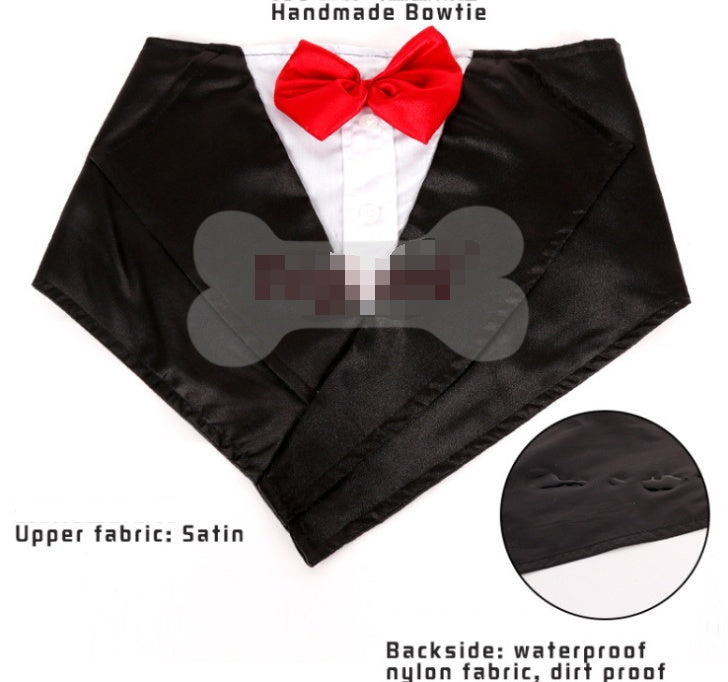 KFX-6660285 Elegant Dog Triangle Scarf for Weddings - Adjustable Neck Size 57-67cm, Waterproof Nylon & Silk Fabric