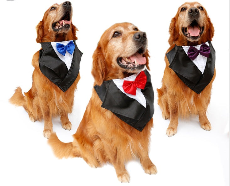 KFX-6660285 Elegant Dog Triangle Scarf for Weddings - Adjustable Neck Size 57-67cm, Waterproof Nylon & Silk Fabric