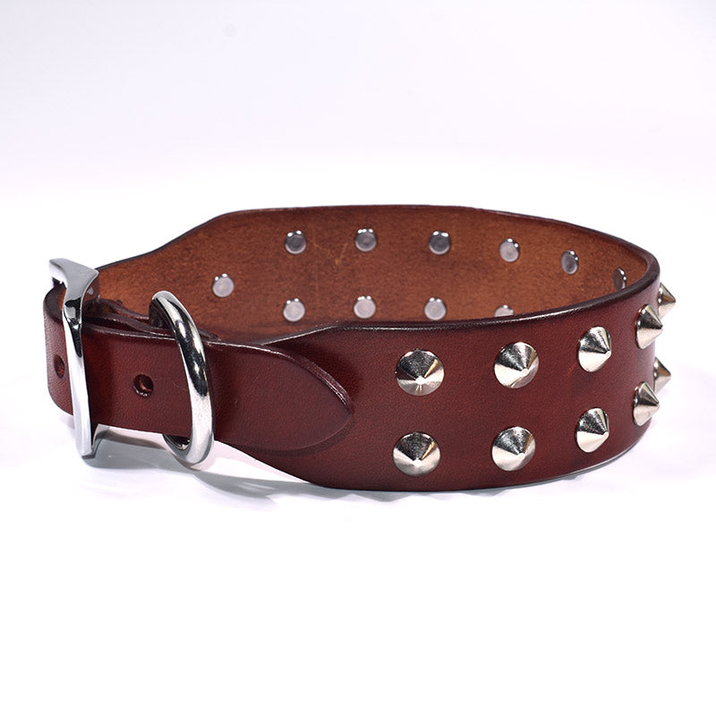 KFX-6660669 Adjustable Cowhide Dog Collar for Small and Medium Dogs - Durable Leather with Alloy Buttons, 22-55cm