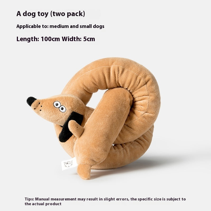 KFX-6661309 Plush Sausage Dog Toy for Stress Relief - Soft Stuffy Puppy Pet Toy