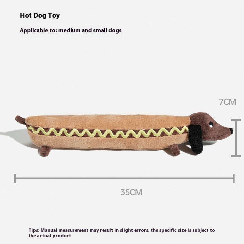 KFX-6661309 Plush Sausage Dog Toy for Stress Relief - Soft Stuffy Puppy Pet Toy