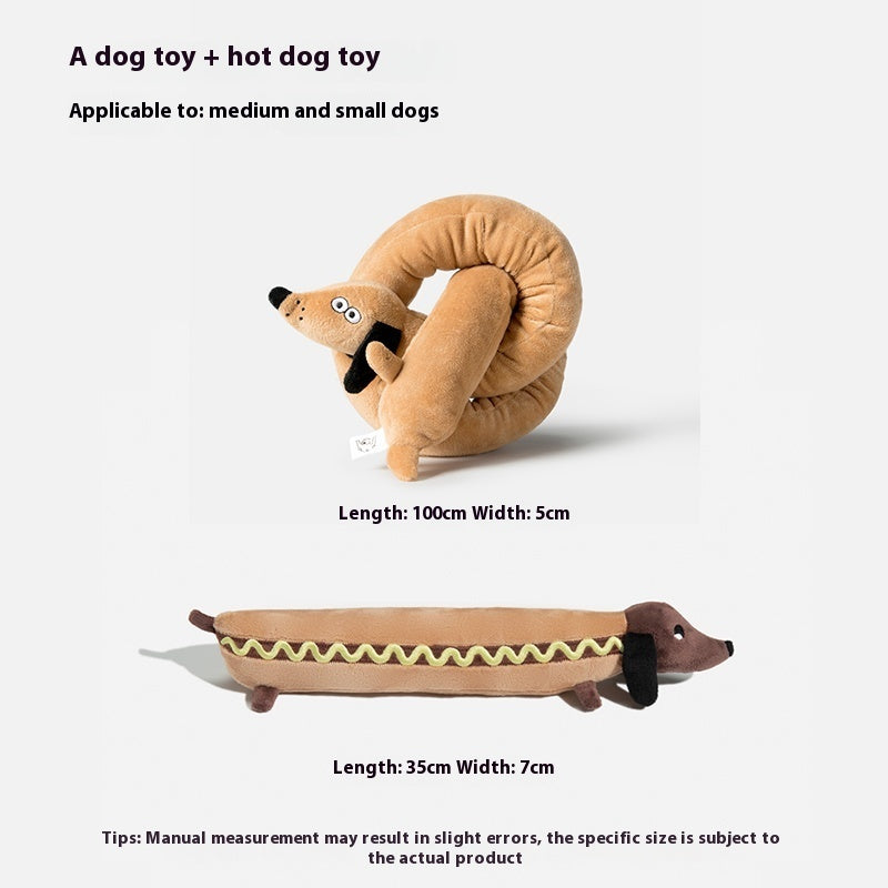 KFX-6661309 Plush Sausage Dog Toy for Stress Relief - Soft Stuffy Puppy Pet Toy