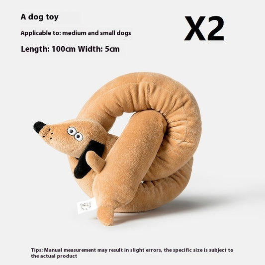 KFX-6661309 Plush Sausage Dog Toy for Stress Relief - Soft Stuffy Puppy Pet Toy