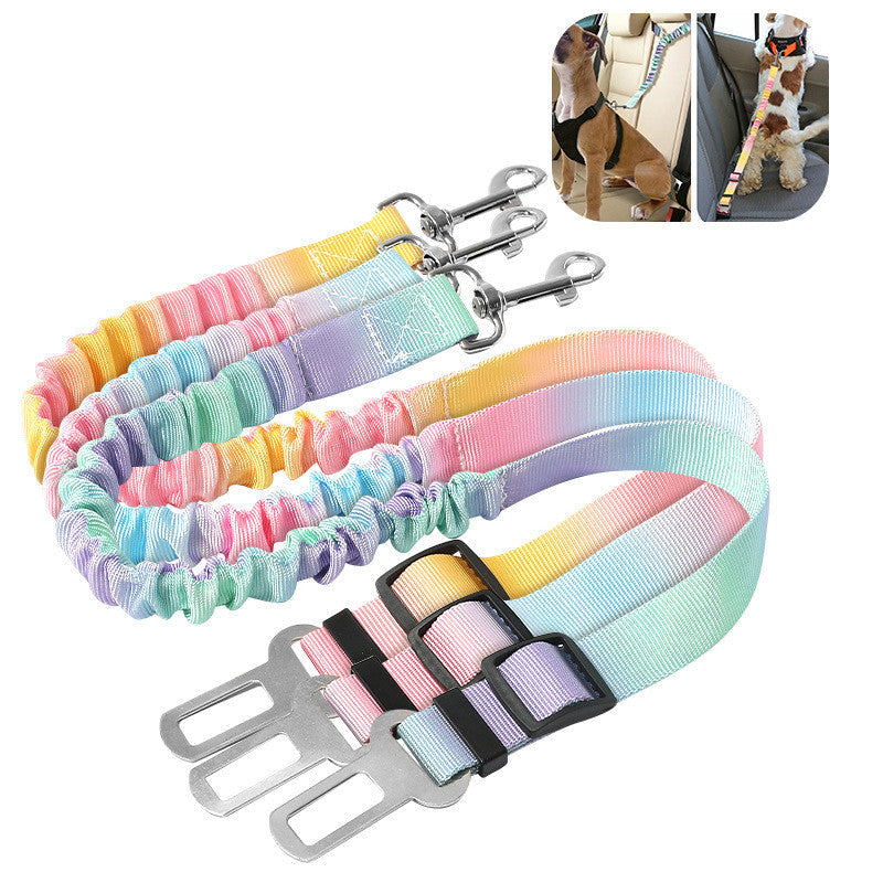 KFX-6662461 Elastic Hand Holding Rope for Pets - Colorful Gradient Design, 60-80cm Length, Comfortable Polyester Material